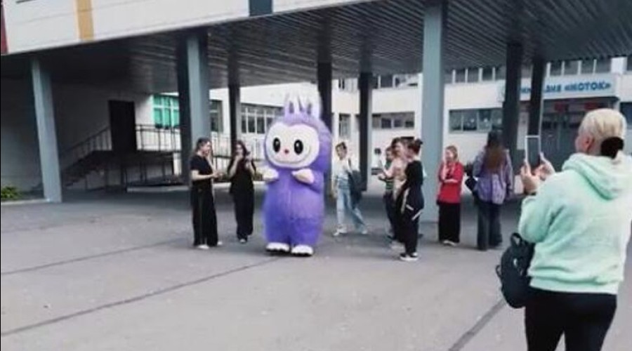 Девушка пришла на выборы губернатора Новгородской области в костюме Лабубу