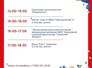 2 января — программа «Новый год в Подмосковье» в спортивном парке Одинцово